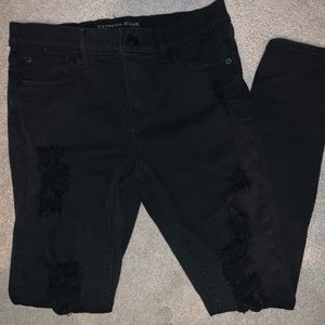 Express mid rise black destroyed jeggings